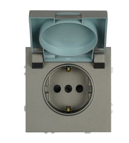 Розетка 1-я с з/ш, с/з 250В,16А Эмили RST16-5112-09 антрацит, soft touch Stekker 49933