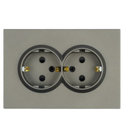 Розетка 2-я с з/ш, с/з 250В,16А Эмили RST16-5114-09 антрацит, soft touch Stekker 49934