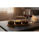 Набор салатников керамических 3 шт. 8,5*4 см на деревянной (акация) подставке 29*10*1,5 см (код 351829) (278000740) 