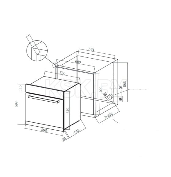 Шкаф духовой электрический ZORG FIN611 black (FIN611 BL) 