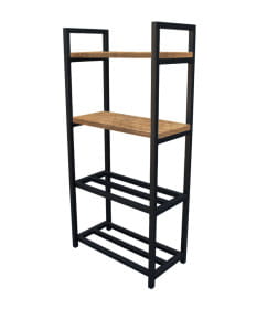 Стеллаж ALLERD ОБУВНИЦА 2+2 RION 490х250х1030мм цвет основания - черный муар, цвет ЛДСП - Дуб Гринвич, артикул 1030210400