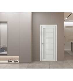 Дверное полотно V6 Вайт вуд 2000х600х35мм,стекло матовое