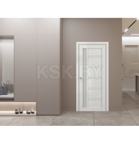 Дверное полотно V6 Вайт вуд 2000х900х35мм,стекло матовое