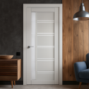 Дверное полотно V6 Крем вуд 2000х600х35мм,стекло матовое