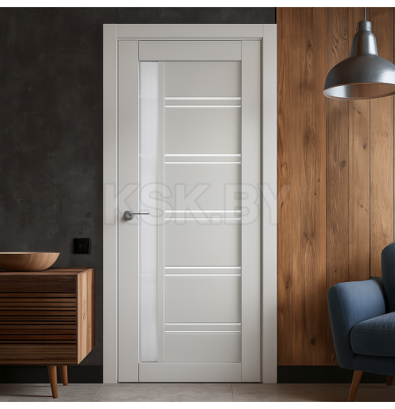 Дверное полотно V6 Крем вуд 2000х600х35мм,стекло матовое