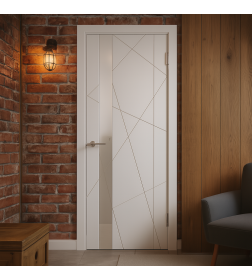 Дверь межкомнатная K5 ДО белая эмаль,стекло белый Lacobel 2000х900х38мм