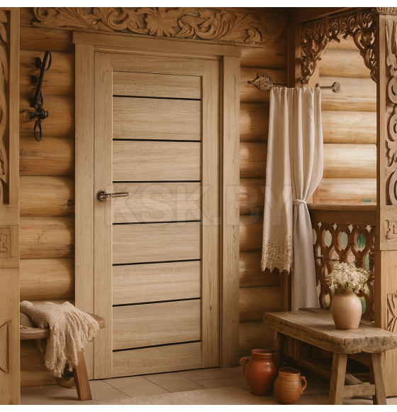 Дверь межкомнатная Бона 01, 700х2000, Экошпон,  Дуб сонома, мателюкс черное