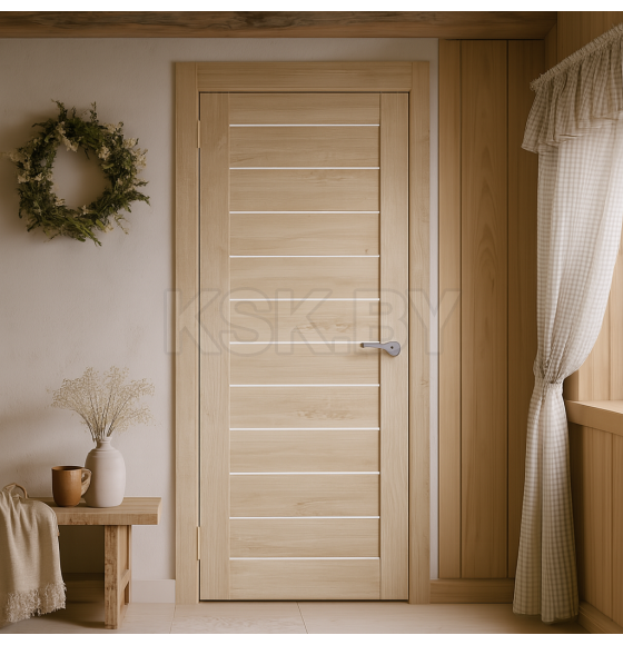 Дверь межкомнатная Бона 01,600х2000,Экошпон,Дуб сонома,стекло матовое