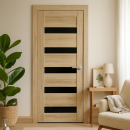 Дверь межкомнатная Бона 03, 700х2000, Экошпон,  Дуб сонома, мателюкс черное