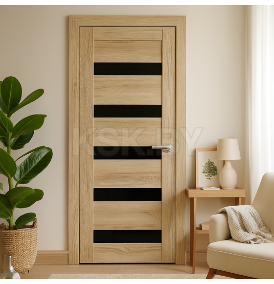 Дверь межкомнатная Бона 03, 700х2000, Экошпон,  Дуб сонома, мателюкс черное