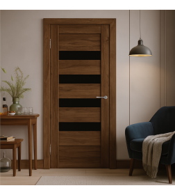 Дверь межкомнатная Бона 03, 900х2000, Экошпон,  Дуб стирлинг, мателюкс черное