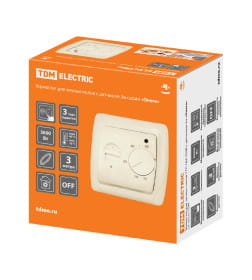 Термостат для теплых полов ТТП 16А 250В с датчиком 3 м "Онега" слоновая кость TDM SQ1805-0061