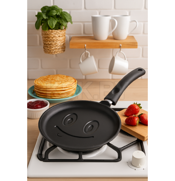 Сковорода 22 ПР литая блинная (веселая) Нева (6222в) 