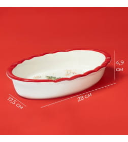 Блюдо для запекания новогоднее «Волшебное дерево», 28×17.5×4.9 см, доломит, белое, красное Доляна