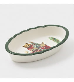 Блюдо для запекания новогоднее «Сказки зимнего леса», 1.03 л, 28×17.5×4.9 см, доломит, белое Доляна