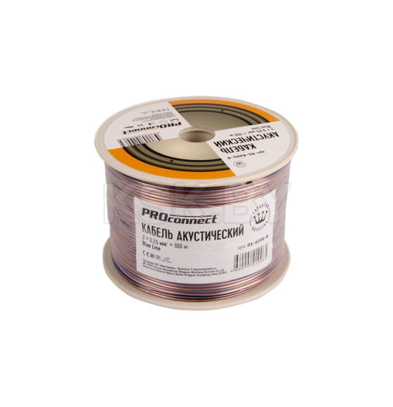 Кабель акустический 2х0.25 мм2 прозрачный BLUELINE (100 м) PROCONNECT 01-6201-6 (01-6201-6) 