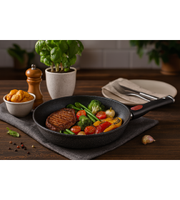 Сковорода 22 литая Индукция Гранит, со съемной ручкой, Нева