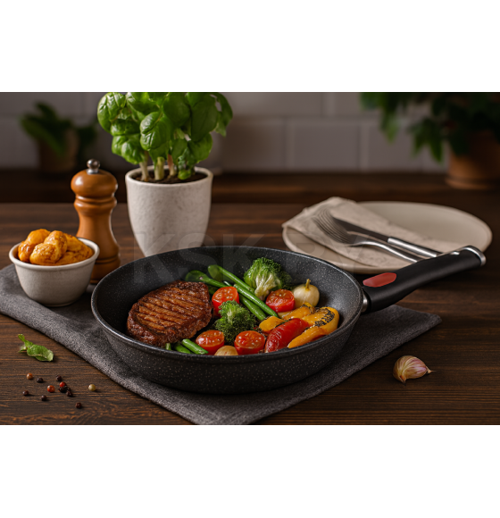 Сковорода 22 литая Индукция Гранит, со съемной ручкой, Нева (L18022i) 