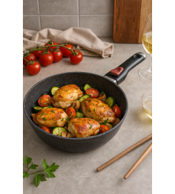 Сковорода 24 литая Индукция Гранит со съемной ручкой Нева