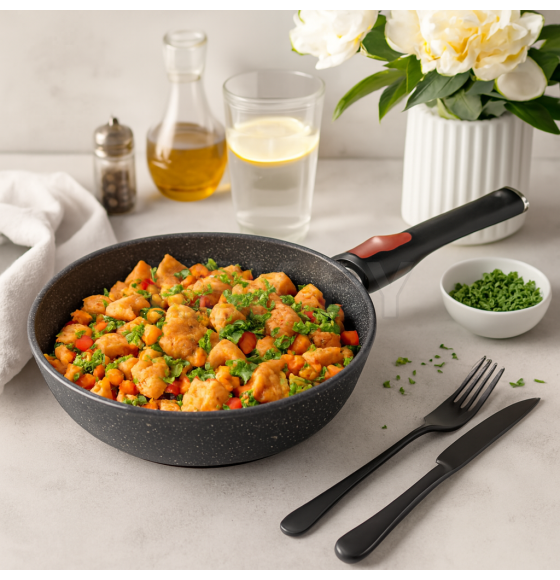 Сковорода 26 литая Индукция Гранит, со съемной ручкой,  Нева (L18026i) 