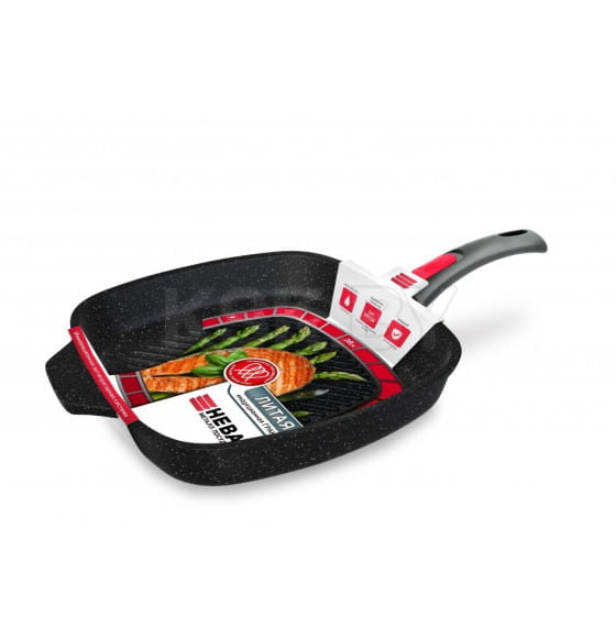 Сковорода-гриль 28 литая Индукция, квадратная Гранит, со съемной ручкой, Нева (L184028Gi) 