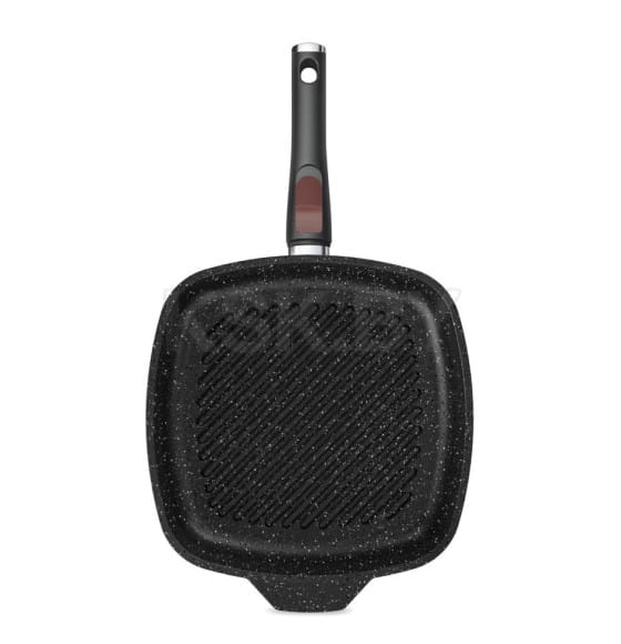 Сковорода-гриль 28 литая Индукция, квадратная Гранит, со съемной ручкой, Нева (L184028Gi) 