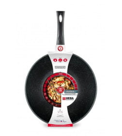 Сковорода вок 28 литая Индукция Гранит не съемная ручка Нева