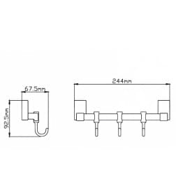Вешалка в ванную комнату на 3 крючка металлическая Wisent WP2715-3
