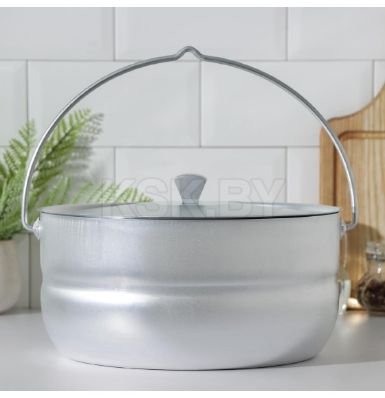 Котелок туристический, 8 л, с крышкой, штампованный алюминий 2385142 (2385142) 