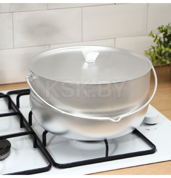 Котелок туристический, 6 л, с крышкой, штампованный алюминий 4790986 (4790986) 