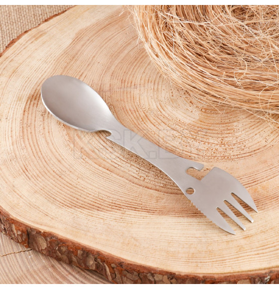 Многофункциональный прибор «Вилка-ложка» туристический, серебряный 10222163 (10222163) 