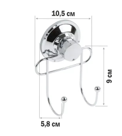 Крючок двойной настенный на вакуумной присоске хро. сталь PERFECTO LINEA Fix Lock 35-385240