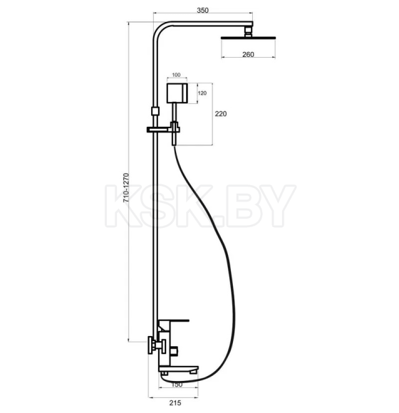 Душевая система с смесителем РМС SUS125BL-009DK (SUS125BL-009DK) 