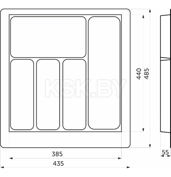 Лоток для столовых приборов 500 PIXEL 435х485мм,графит (117239) 