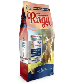 Корм сухой для взрослых собак миниатюрных и мелких пород, говядина с гарниром "RAGU BEEF FOR MINI BREEDS"3,5кг