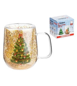 Кружка стеклянная с двойными стенками, 380 мл., Christmas-1, PERFECTO LINEA
