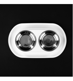 Миска для животных 0,3л двойная (с металлической чашей) ALTA (белый) М9160