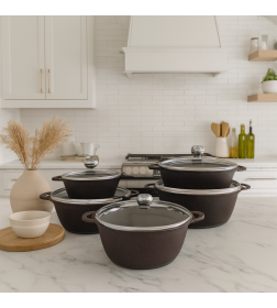 Набор кухонной посуды из алюминия (32 см/28 см/24 см/20 см, низк. 28см ) DomiNado TW-10 микс