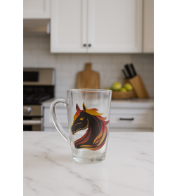 Кружка стеклянная "Капучино. Огненный конь" 300 мл/11 см (07с1334-40 ДЗ Ог Конь, код 060047) МИКС