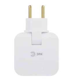 Разветвитель поворотный 2 розетки + 2USB 10A белый ЭРА
