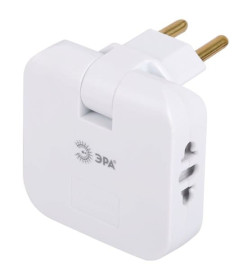 Разветвитель поворотный 2 розетки + 2USB 10A белый ЭРА