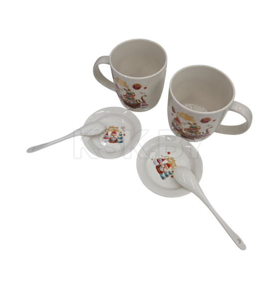Набор, 6 пр.: 2 кружки 380 мл, 2 блюдца и 2 ложки DA2279 (DA2279) 