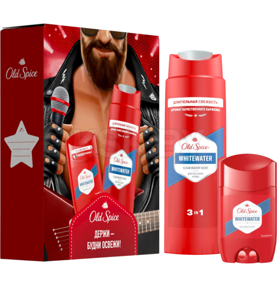 Набор: Олд Спайс Вайтвотер твердый 50мл + гель д/д+шамп 250мл (1016) 