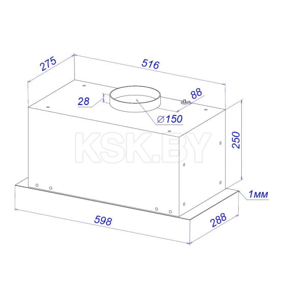Вытяжка кухонная ZORG BONA 1260 60 M белая (УТ-00004972) 