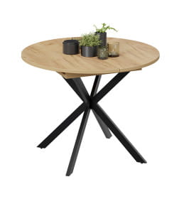 Стол раздвижной МЭДИСОН Тип 1, 1000(1315)х1000х750 черные опоры/дуб крафт золотой