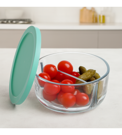 Контейнер 530683 (785 мл) с зелёной пласт.крышкой 2 секции