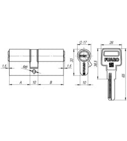 Цилиндровый механизм Fuaro R6000 Key 60(25+10+25) CP хром 5Key