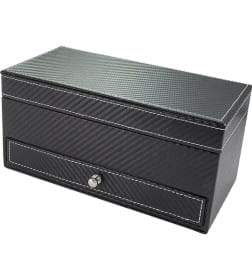 Шкатулка д/часов Joli Angel SR-760 "Марион" черная с белой прострочкой 22.3*10.7*11см, экокожа