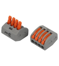 Клемма универсальная 222-414 с рычагами 4-проводная 0.08-2.5/4 мм2 (упаковка 50 шт.) ЭРА NO-225-347