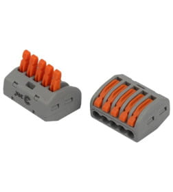 Клемма универсальная 222-415 с рычагами 5-проводная 0.08-2.5/4 мм2 (упаковка 20 шт.) ЭРА NO-225-385